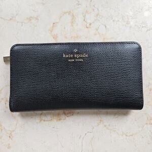 Kate Spade New York STACI Saffiano Leather Large Slim Bifold Wallet Black NICE